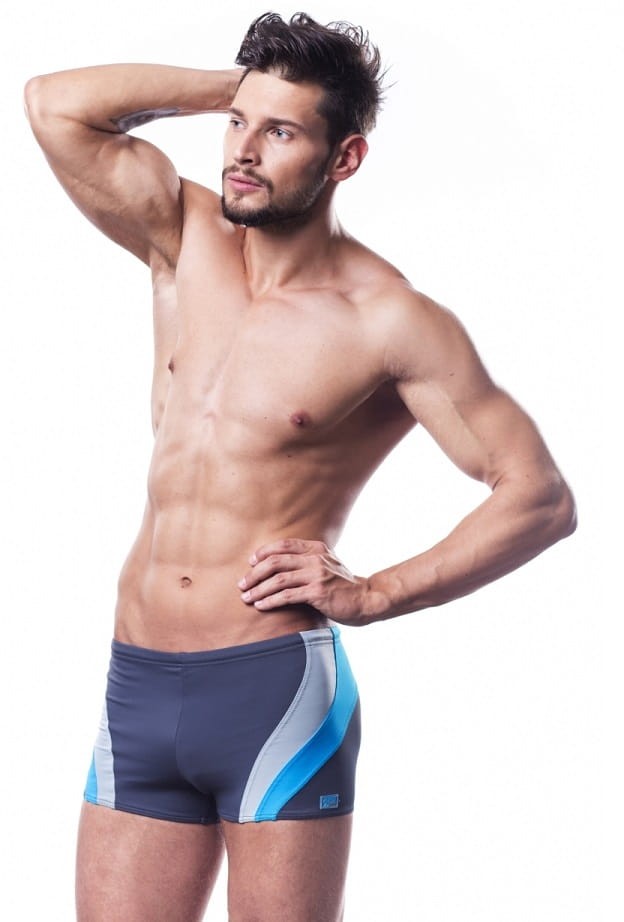 Kąpielówki basenowe dla mężczyzn SHEPA 034 niebiesko-siwe