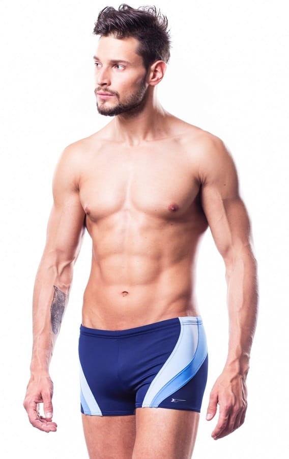 Kąpielówki basenowe dla mężczyzn SHEPA 034 granatowo-niebieskie