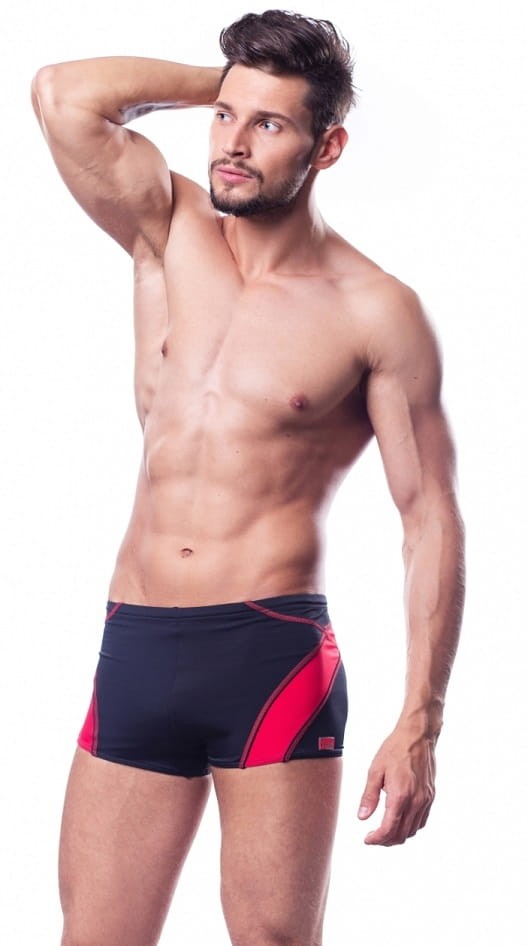 Kąpielówki basenowe dla mężczyzn SHEPA 050 czarno-czerwone