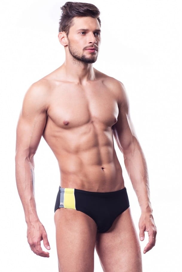 Kąpielówki basenowe dla mężczyzn SHEPA 053 czarno-żółte